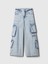 Kız Çocuk Açık Mavi Mid Rise Double Kargo Baggy Jean Pantolon 1