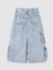 Kız Çocuk Açık Mavi Mid Rise Double Kargo Baggy Jean Pantolon 4