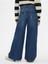 Kız Çocuk Koyu Mavi Mid Rise Baggy Jean Pantolon 4