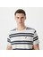 Erkek Beyaz Standart Fit Kısa Kollu Çizgili T-Shirt V45245T.1MA 4
