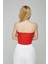 Kadın Ultra Soft Kumaş Straplez Crop Bluz 2