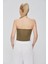 Kadın Ultra Soft Kumaş Straplez Crop Bluz 3