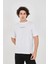 Unisex Jakar Kumaş Slim Fit T-Shirt - Beyaz 1