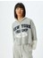 Crop Sweatshirt Kapüşonlu Fermuarlı Kolej Işlemeli Cep Detaylı 3