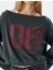 Crop Oversize Sweatshirt Yıkamalı Kolej Baskılı Kayık Yaka Uzun Kollu 5