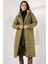 5120 Kapşonlu Uzun Şişme Mont - Haki 1