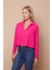 Kadın Likrasız Şık Kumaş Yakalı Uzun Kol Kısa Gömlek-Fujya 4