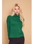 Balıkçı Yaka Uzun Kol Likralı Şık Kumaş Bluz Body-Yeşil 1