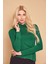 Balıkçı Yaka Uzun Kol Likralı Şık Kumaş Bluz Body-Yeşil 4