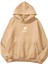 Kapüşonlu Içi Polar Think Of Barbie Baskılı Bej Unisex Sweatshirt 2