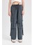 Coool Wide Leg Geniş Paça Normal Bel Pantolon Gabardin Kumaş Basic Düz Bağcıklı Kargo Cepli B1205AX24AU 4