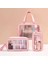 Seyahat Makyaj Çantası Washbag Taşınabilir Pvc Su Geçirmez 3'lü Çanta Seti Pembe 1