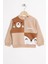 Tilki ve Ayı Figurlu Bisiklet Yaka Camel Renk Erkek Çocuk Sweatshırt 1