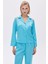 Leyiza Elu Mavisi Uzun Saten Pijama Takımı 1