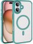 Apple iPhone 16 Plus Kılıf Wireless Şarj Özellikli Zore Krom Magsafe Silikon Kapak-Yeşil 1
