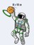 Renkli astronot temalı basketbol ve smaç yapan duvar sticker, çok renkli figür seçeneği 2