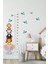 Çocuk odası renkli hayvan temalı yapışkan boy ölçer sticker seti 5+ parça 2