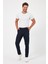 TheSeason Erkek Lacivert Gabardin Pamuklu Keten Slim Fit Yan Cep Esnek Chino Pantolon 4