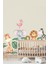 Neşeli Orman Hayvanları Flamingo Kirpi Aslan Zebra Fil Zürafa Çocuk Odası Duvar Sticker 1