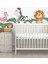 Neşeli Orman Hayvanları Flamingo Kirpi Aslan Zebra Fil Zürafa Çocuk Odası Duvar Sticker 2