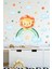Renkli ve sevimli aslan ve yıldızlar çocuk odası duvar sticker seti, 5+ parça 3