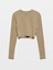 31236 Uzun Kollu Crop Top-Haki 1