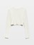 31236 Uzun Kollu Crop Top-Ekru 1