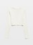 31236 Uzun Kollu Crop Top-Ekru 2