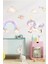 Pastel Unicorn ve Gökkuşağı Kuşlar Duvar Sticker Seti, Renkli ve Eğlenceli, Bebek/Çocuk Odası 1