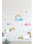 Renkli unicorn, bulut ve yıldızlar temalı oda dekor sticker seti, 5+ parça, çok renkli 1