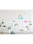 Renkli unicorn, bulut ve yıldızlar temalı oda dekor sticker seti, 5+ parça, çok renkli 2