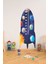 Çocuk odası gezegenler ve roket temalı renkli duvar sticker 140x55 cm 2