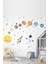 Astronot ve Gezegenler Mega Set Pastel Renk Duvar Sticker Seti 1