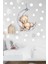 Ayda Uyuyan Sevimli Ayıcık ve Beyaz Yıldızlar Çocuk Bebek Odası Sticker Seti 1