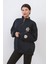 Kadın Oversize Sweatshirt Lacivert Yarım Fermuar Dik Yaka Nakışlı Tasarım Pamuk Karışımlı - 9009 1