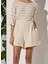 Normal Bel Standart Krem Kadın Şort 333148 3