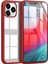 iPhone 12 Pro Max Ile Uyumlu Arkası Şeffaf Polikarbonat Cam Kenarları Güçlendirilmiş Desenli Silikon Kılıf (Kırmızı) 1