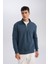 Comfort Regular Fit Rahat Kalıp Dik Yaka Fermuarlı Kalın Basic Düz Sweatshirt X7405AZ24AU 4