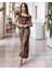 Aknbutik Kadın Leopar Desenli Dantelli Jesica Kumaş Maxi Boy Elbise 1