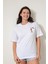 Beyaz Papağan Nakışlı Bisiklet Yaka Oversize Kısa Kollu Kadın T-Shirt- 2422 1