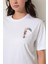 Beyaz Papağan Nakışlı Bisiklet Yaka Oversize Kısa Kollu Kadın T-Shirt- 2422 4