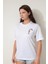 Beyaz Papağan Nakışlı Bisiklet Yaka Oversize Kısa Kollu Kadın T-Shirt- 2422 5