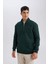 Comfort Regular Fit Rahat Kalıp Dik Yaka Fermuarlı Kalın Basic Düz Sweatshirt X7405AZ24AU 3