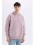 Oversize Geniş Kalıp Kapüşonlu Kanguru Cepli Basic Düz Sweatshirt A4331AX24AU 4