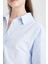 Oversize Geniş Kalıp Çizgili Oxford Uzun Kollu Gömlek D4015AX24AU 5