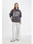 Oversize Fit Kapüşonlu Baskılı Kalın Kumaş SWEATSHIRT E0673AX24WN 2