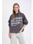 Oversize Fit Kapüşonlu Baskılı Kalın Kumaş SWEATSHIRT E0673AX24WN 3