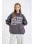 Oversize Fit Kapüşonlu Baskılı Kalın Kumaş SWEATSHIRT E0673AX24WN 4