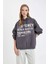 Oversize Fit Kapüşonlu Baskılı Kalın Kumaş SWEATSHIRT E0673AX24WN 5