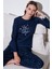 Regular Fit Desenli Bisiklet Yaka Pijama Takımı Bayan Pijama Takımı 65719102 1